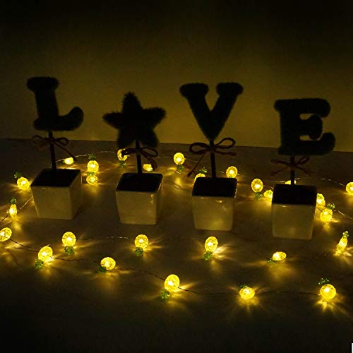 Decorman Pineapple String Lights 14Ft 40 Led 8 Modes Warm White Weatherproof Battery Operated Decorative Lights For For Bedrooms Parties Weddings Gardens With Remote And Timer thumb #3