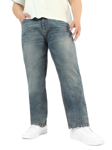Image of Urbano Plus Men Mid Rise Regular Fit Washed Jeans Stretchable