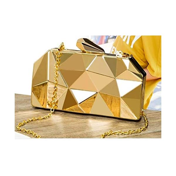 Tooba Women Handicraft Beautiful Metallic Acrylic Box Clutch Bag Purse For Bridal, Casual, Party, Wedding (Both Sides Exactly Same) (Gold). - Image 4