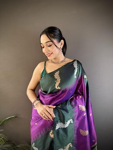 Pandadi Saree purple banarasi silk saree – image 5