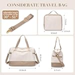 VNINE Sacs de voyage Duffel pour les femmes: Sacs Weekender avec compartiment de chaussure Porter sur sac de nuit avec sac de toilette Sac de gym avec poche humide Article personnel Sac de voyage Sac d'hôpital pour la livraison de travail