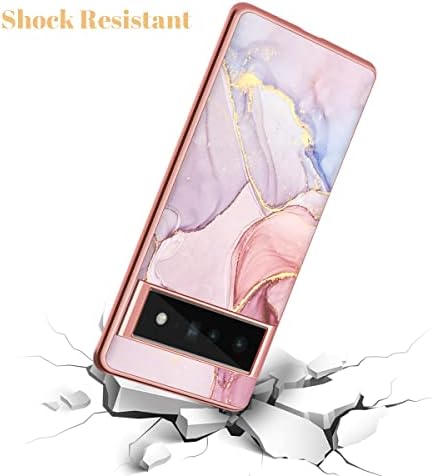 Pixel 6 Pro Case,Google Pixel 6 Pro Case,Fingic Marble Rose Gold Thin Slim Fit for Girls Women Hard PC Flexible TPU Rugged Bumper Shockproof Anti-scratch Hybrid Protective Cover for Pixel 6 Pro,6.71"