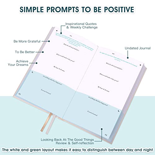 The 5-Minute Guided Journal - Five Minutes A Day To Be Grateful, Undated Daily Journal, Simple Gratitude Format Diary For Happiness ＆ Productivity, 2 Bookmarks, Premium Paper, Inspirational Quotes #TOP3