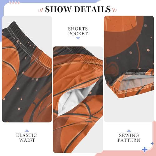 ZZXXB Retro Basketball Print Boys Long Pants Soft Trousers Elastic Waist Kids Lounge Bottoms with Pockets S-XL4