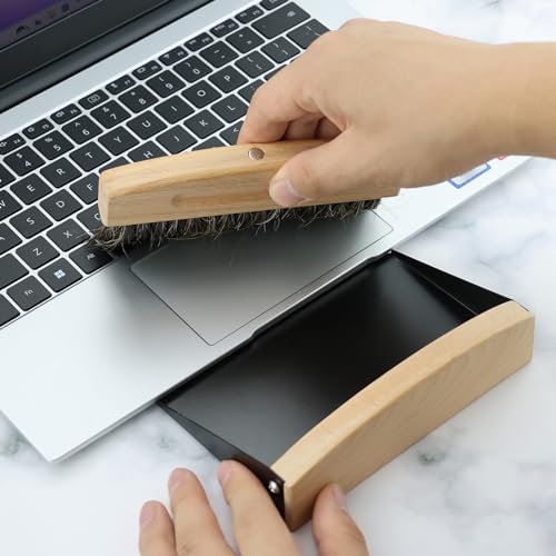 DNDGDLUA Tischbesen Besen und Kehrschaufel Set, Schaufel und Besen Set, Mini Kehrblech und Handfeger Besen, Handbesen mit Kehrschaufel Mini Besen Tischfeger Tischbürste Holz Bürsten (Holz und Metall) – Bild 6