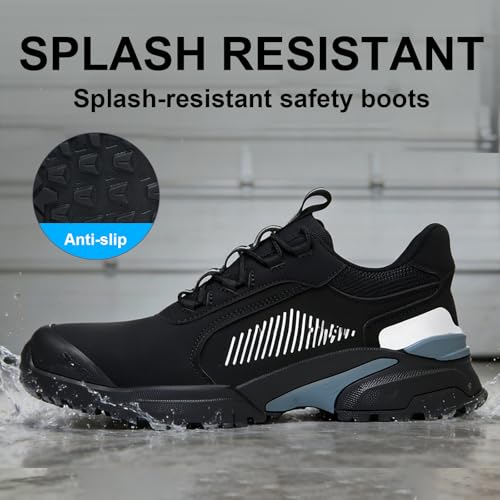 Image of Steel Toe Shoes for Men,Lightweight Work Shoes,Mens Indestructible Safety Boots,Puncture Proof Construction Steel Toe Sneaker.