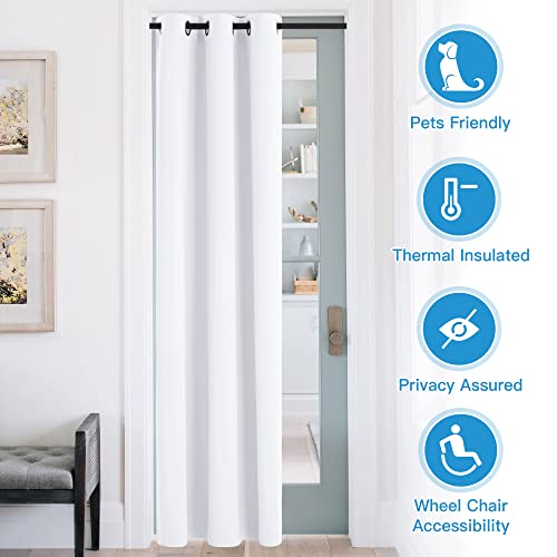 Image of RYB HOME Blackout Curtains Thermal Insulating Privacy Temporary Door Curtains for Bedroom Closet Doorway Accordion Door Interior Living Room Kids Nursery Dining, Wide 60 x Long 90 inch, Pure White