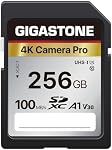【5-Years Récupération de données GIGASTONE 256GB SD Carte, 4K caméra Pro, A1 V30 SDXC Carte mémoire 4K UHD Vidéo Compatible avec appareil photo numérique Canon, avec 1 Mini étui