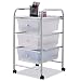 Giantex 3 Drawers Cart Storage Bin Organizer Rolling Storage Cart Metal Frame Plastic Drawers Flexible Wheels Home Office Scrapbook Supply & Paper Shelf, White