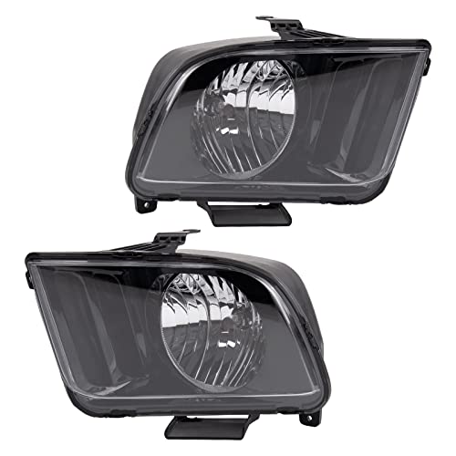 Image of TRQ Headlight Assembly Set FO2502231 FO2503231 Compatible with 2007-2009 Ford Mustang