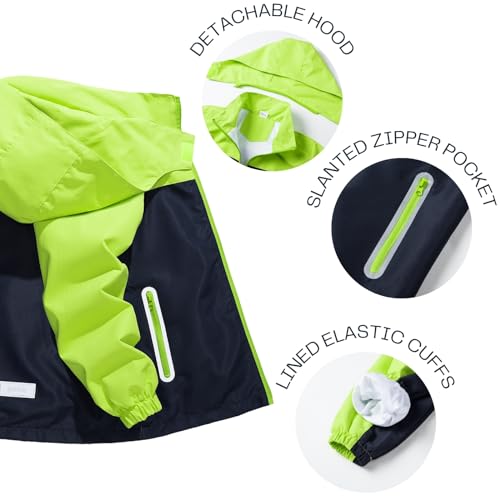 image for IjnUhb Kids Rain Jacket Boys Girls Waterproof Hooded RainCoat Toddler 