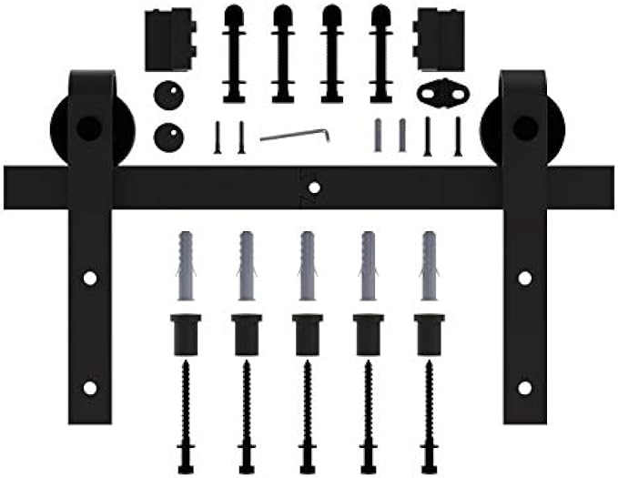 YIGOLD 5ft Sliding Barn Door Hardware Kit,Antique Style,Sliding Smoothly Quietly,Factory Outlet Upgraded Version Quality Carbon Steel,Fit 30" Wide Door Panel-(J Shape Hanger)