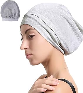 Slap Night Cap Sleep Hat Beanie - Light Grey Women Organic Bamboo Satin