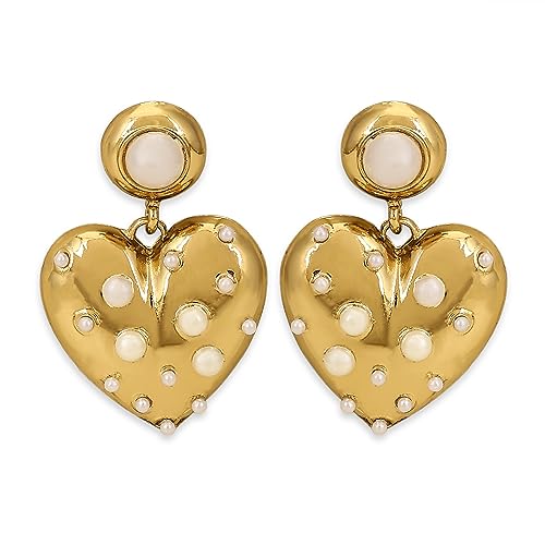 The Fun Company Love Bump Gold Plated Dangler Earrings | Lightweight And Stylish Jewellery | Beautiful Latest Accessories For Office & Casual Wear | Gifts For Women And Girls