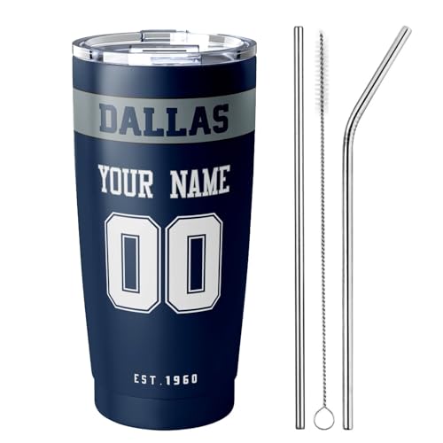 Image of ANTKING Dallas Tumbler 20 oz Travel Coffee Cup Custom Name Number for Men Women Boy Gifts
