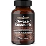 Schwarzer Knoblauch Kapseln - 120 Stk. - Hochdosiert mit 400 mg Black Garlic & 1000 mcg S-Allylcystein - Fermentierter Knoblauchextrakt - Vegan und geruchlos - Mit B1 und B12