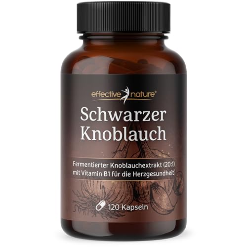 Schwarzer Knoblauch Kapseln - 120 Stk. - Hochdosiert mit 400 mg Black Garlic & 1000 mcg S-Allylcystein - Fermentierter Knoblauchextrakt - Vegan und geruchlos - Mit B1 und B12