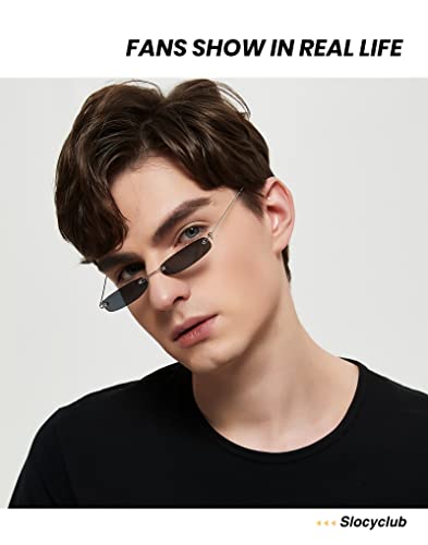 Slocyclub Vintage Rectangle Skinny Sunglasses, Retro Small Thin Sunglasses for Women Men3