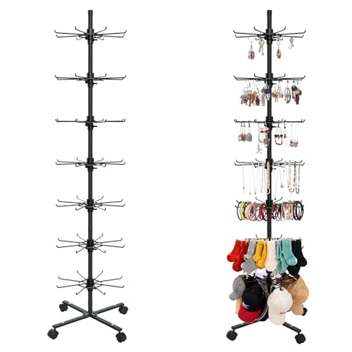 Qufiona Retail Display Stand, 7 Tier Rotating Display Stand for Vendor Events Spinning Display Stands Rack for Craft Shows, Jewelry, Keychain, Earring, Ornament