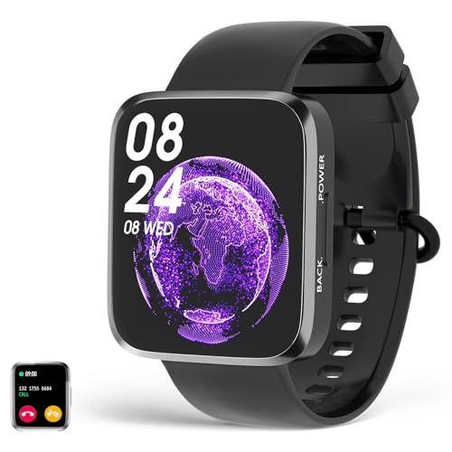 Reloj Inteligente Hombre Mujer, 1.71” HD Smartwatch Reloj Deportivo con 20+ Modos Deporte, Pulsómetro Monitor de Sueño, Calorías Podómetro, Impermeable IP68 Pulsera Actividad con Android iOS(negro)