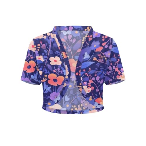 Image of Womens Short Sleeve Cardigans Lightweight Summer Cardigan Trendy Bolero Shrug Cute Floral Cardigan Sheer Bolero