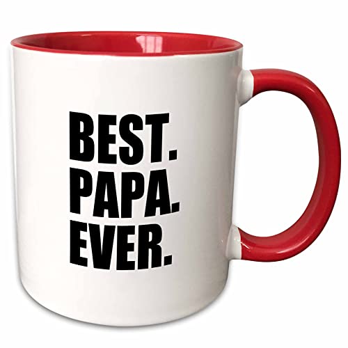 3dRose Best Papa Ever - Gifts for dads - Father 11oz Two-Tone Red Mug