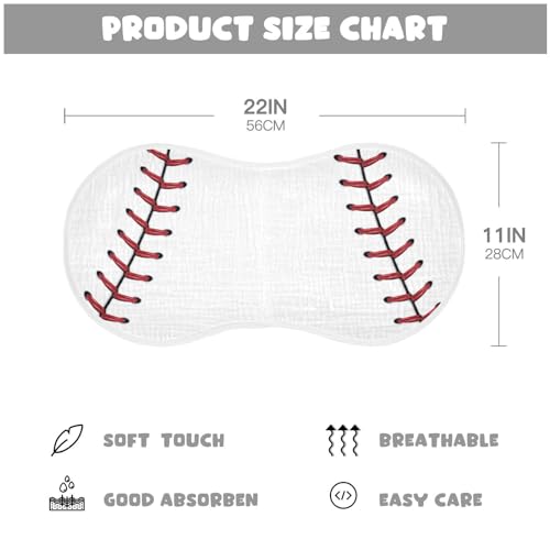 Muslin Burp Cloths for Baby Boys and Girls - 1-Pack Ultra Absorbent Baseball Muslin Washcloths, Newborn Towel, Milk Spit Up Rags, Burp Cloth Bib for Unisex, 22 x 11 Inch3
