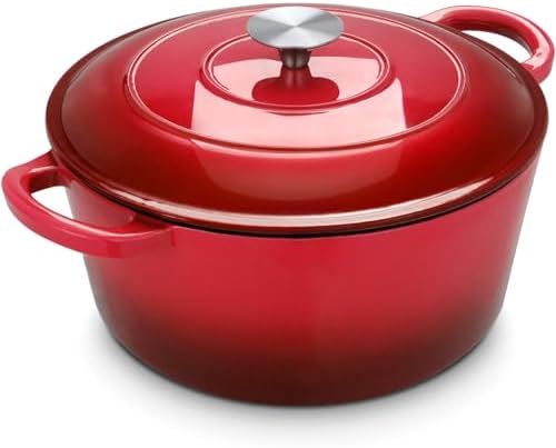 LIFERUN 6 Qt Enameled Cast Iron Dutch Oven Pot with Lid，Oven Safe...