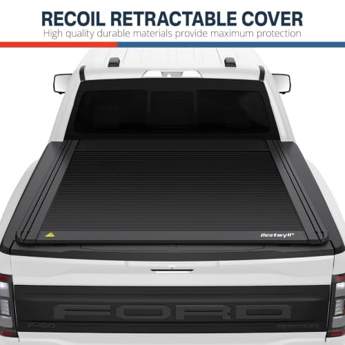 Image of Bestwyll Retractable Hard Tonneau Cover Fits Ford F-150 2015-2026 6.5 Ft Bed,BoxLink Compatible | B32c | (Manual | Auto-Retract, 6.5 Ft Bed (2015-2025))