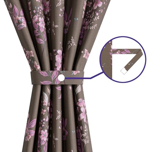 Image of Wakefit Printed Blackout Long Door Curtains 9 Feet | Set of 2 | Upto 99% Room Darkening | Double Layered Fabric | Thermal Insulated & Noise Reducing Curtains for Living Room| Floral Brown