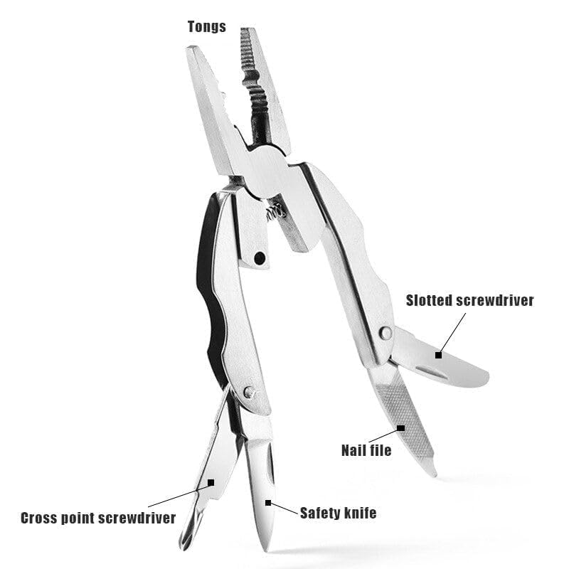 Image of 1Pc's Mini Portable Pocket Plier Keychain Hand Tool Kit, Portability and Functionality with Our Stainless Steel Multifunctional Folding Plier Screwdriver Pocket Tool Set.