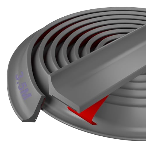 Barrera de ducha de silicona – Hzetuu 3,5 m Junta de ducha bajo puerta, autoadhesiva, flexible, fácil de instalar, ideal para borde plano de ducha y borde superior de cocina, gris