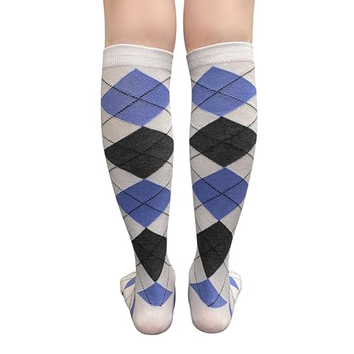 Image of Couver Women's Argyle Knee High Socks - Soft Acrylic Over the Calf Tube Style Socks for Casual Athletic - One Size