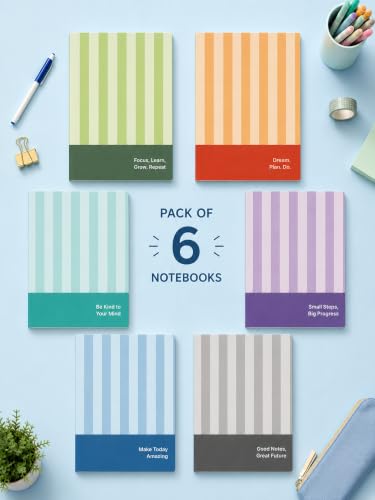 Image of DOODLE Notemate A4 Notebook Pack of 6 | 160 Pages Each | Smooth Paper | Minimal Design Notebooks for School, College, Office, Notes, Lists, Study & Everyday Writing