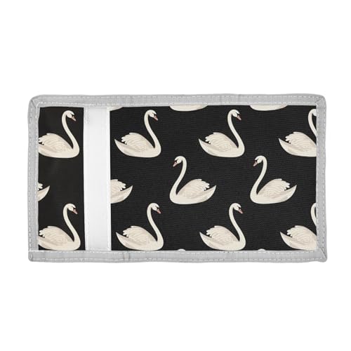 ALAZA Kids Wallets for Boys Girls Toddler Trifold Wallet Children Small White Swan Black with Zipper Coin Pocket2