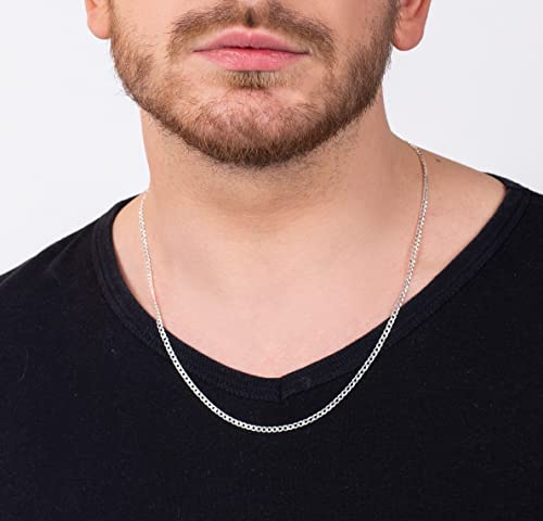Savlano 925 Sterling Silver 2.5mm Italian Solid Curb Cuban Link Chain Necklace For Men & Women - Made in Italy Comes With a Gift Box (2.5mm)4