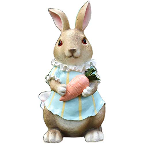 Sculptures de jardin en résine durable avec statuettes de lapin raffinées