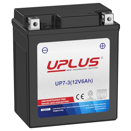 Image of UPLUS 12V 6Ah 100A CCA Motorcycle Battery UP7-3, Replaces TX7L,TZ8V