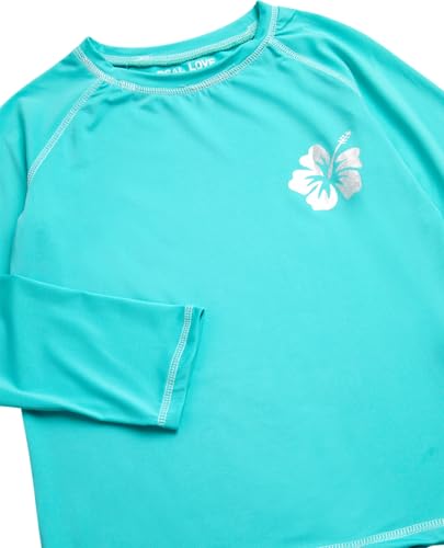 Image of Real Love Toddler Girls Rash Guard - 2 Pack Quick Dry Sun Protection Girls Swim Shirt Long Sleeve Rash Guard Kids (2T-16)