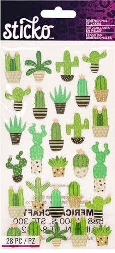 Sticko autocollants cactus 3D sticker relief scrapbooking et loisirs créatifs