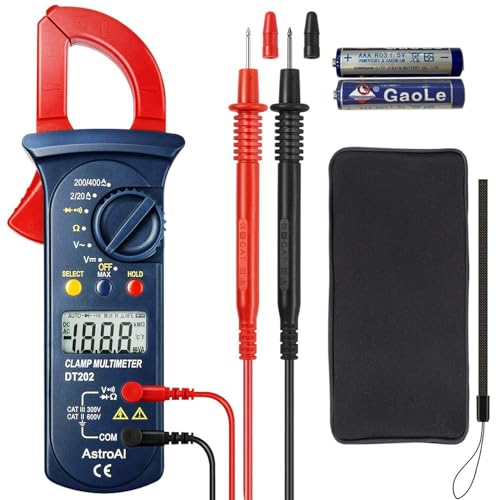 AstroAI Digital Clamp Meter 2000 Counts, Multimeter Amp Meter with Auto Ranging; Measures Voltage Tester, AC Current, Resistance, Continuity; Tests Diodes