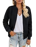 YUCOLEN Womens Sherpa Jacket Fleece Bomber Jacket Zip Up Teddy Coat Long Sleeve Winter Coat Cropped Outwear with Pockets Black M