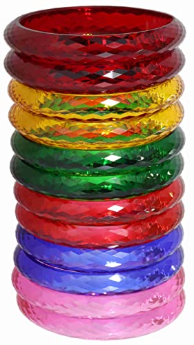 Image of NMII Acrylic (Plastic) Kada With Diamond Cut Pattern Glossy Finished For Women & Girls | Kangan For Girls | Kada Set For Women | Wedding, Party & Gift