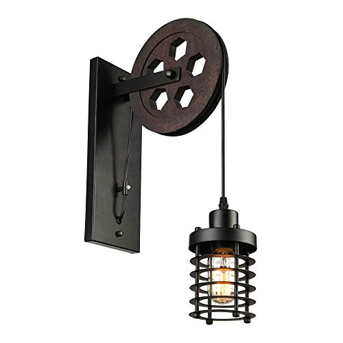 Limited Stock BAYCHEER Vintage Personality Lift Pulley Design Wall Light Industrial Creative 1 Light Indoor Wall Sconce Lighting for Restaurant, Hallway,Living Room, Dining Room 🛒 Crazy Deals BAYCHEER Vintage Personality Lift Pulley Design Wall Light Industrial Creative 1 Light Indoor Wall Sconce Lighting for Restaurant, Hallway,Living Room, Dining Room