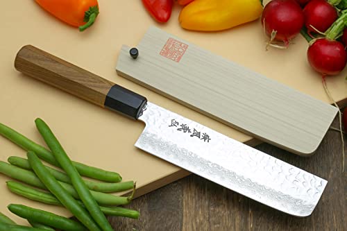 Yoshihiro Vg-10 46 Layers Hammered Damascus Nakiri Japanese Vegetable Knife 6.5'' (165Mm) Ambrosia Handle #TOP1