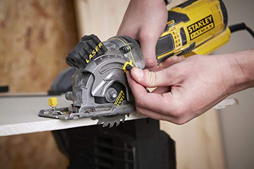 Stanley FATMAX Scie Circulaire Multi Matériaux 650W Ligne Laser pour plus de Précision Avec 1 Coffret de Transport Lames de Scie Disque De Diamant Gamme FATMAX Robuste et Ergonomique FME380K-QS