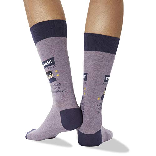 Hot Sox Mens Gemini Zodiac Crew Socks, Mens Shoe Size 6-12.5, White3
