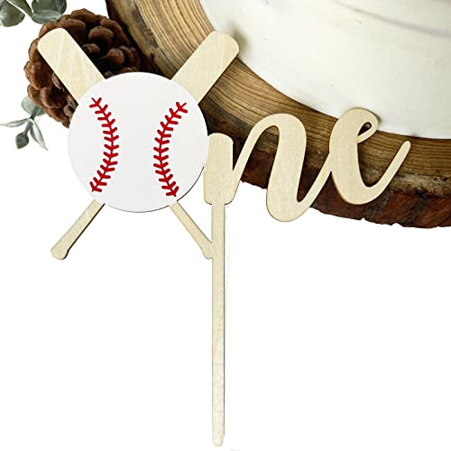 Wood Baseball One Cake Topper - Wood 1St Birthday Cake Topper, 1St Birthday Decorations Boy, Baseball Theme 1St Birthday Party Supplies #TOP2
