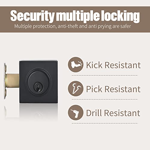 Cielsa Dawn Exterior Door Lock Set With Deadbolt Lock - Square Front Door Handle Set And Single Cylinder Deadbolt Lock Matte Black Front Door Handle And Deadbolt Set #TOP4