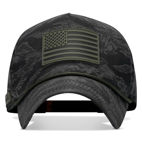Combat Iron Mens Weekender USA Patch Waterproof Snapback Adjustable Fit Durable & Lightweight Nightfall Tiger Stripe Camo Hat